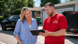 Junk Removal Expert with Client